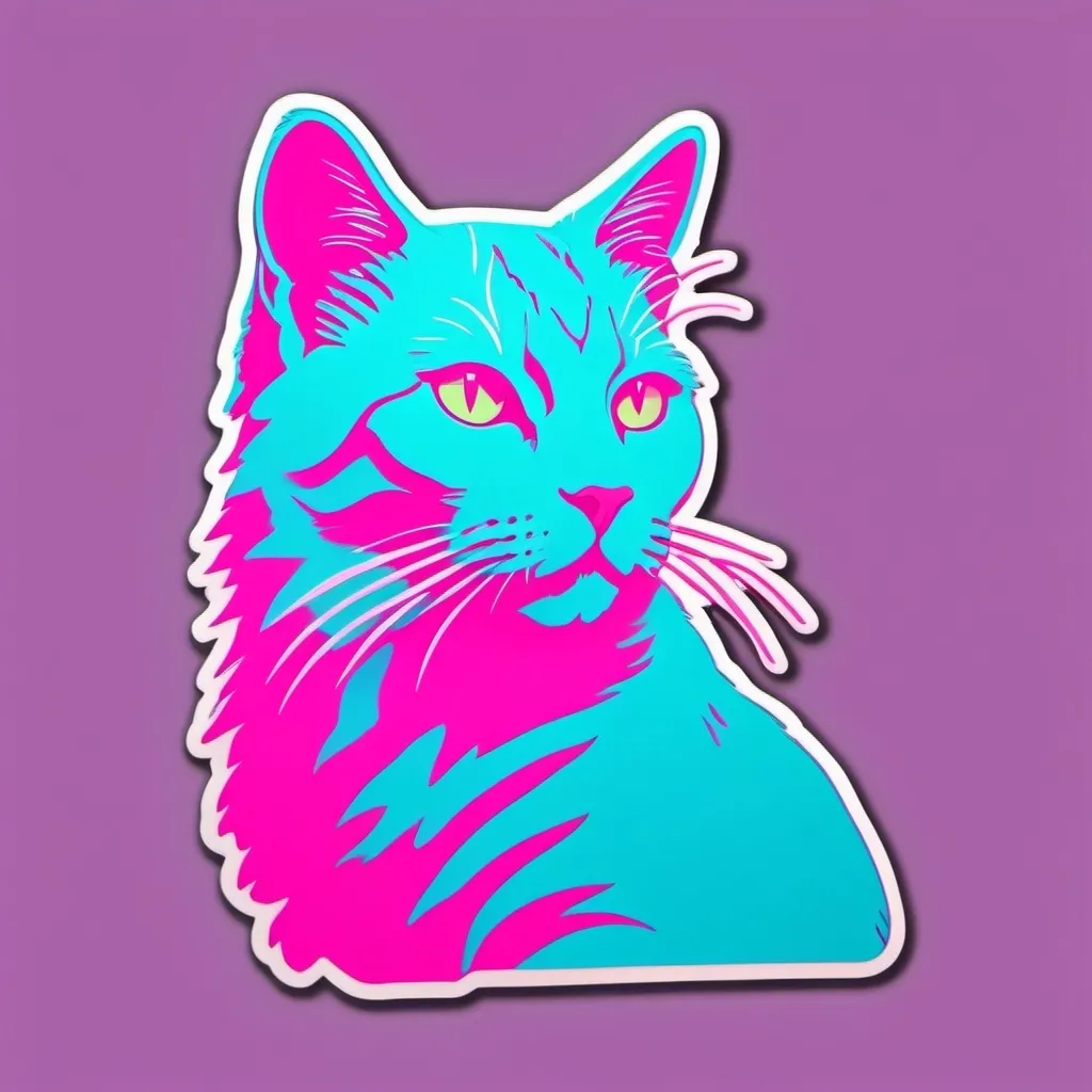 Prompt: cat silhouette in vaporwave style, 1980s logo design, simple and sleek, retro color palette, neon glow, high quality, vaporwave, 1980s, sleek, cat silhouette, retro, simple, neon glow, clean lines, cyan and pink