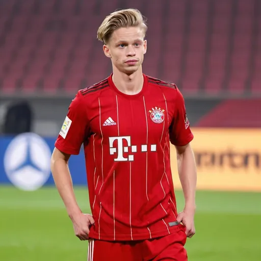 Prompt: frenkie de jong in a bayern munchen shirt