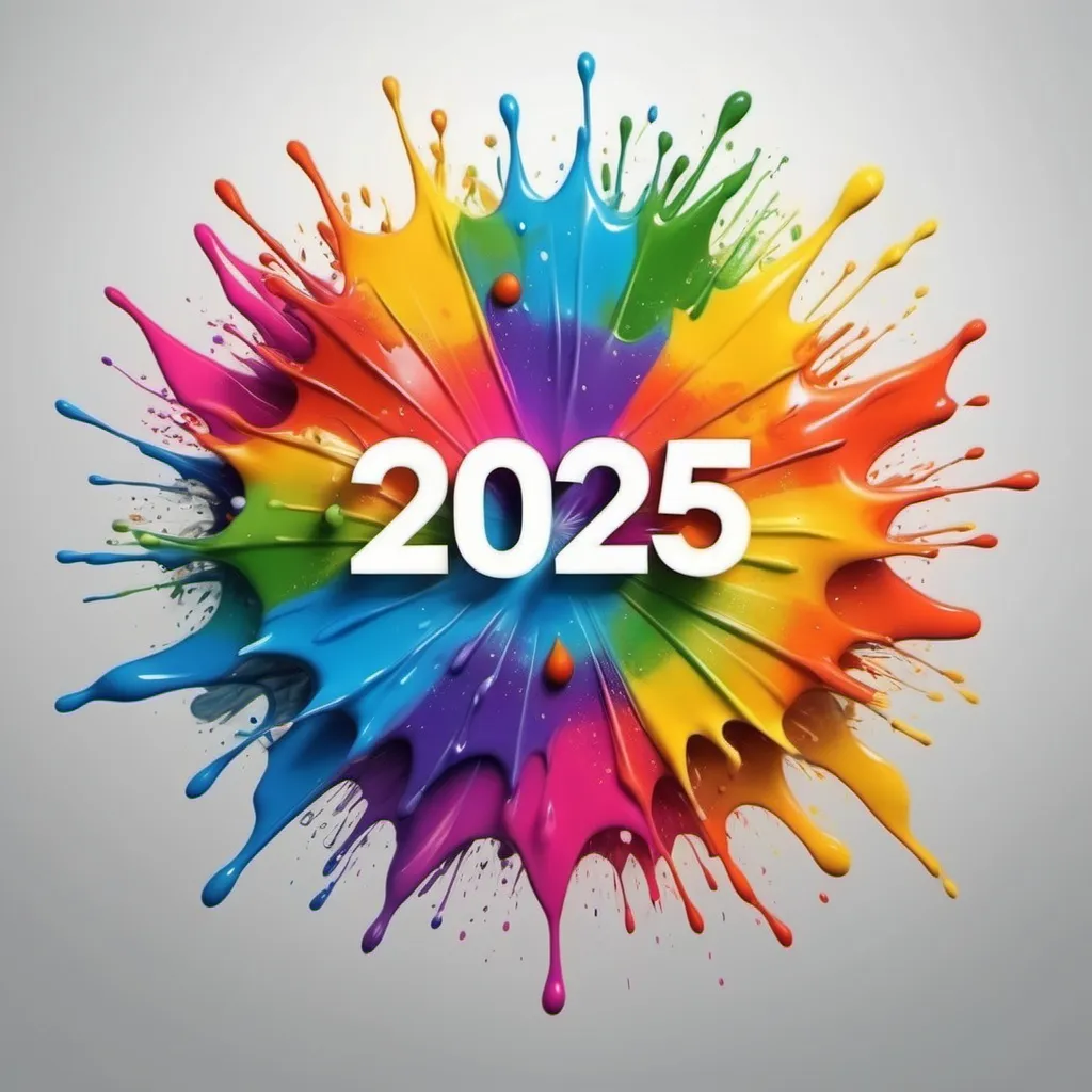 Prompt: splashed colors for new year of 2025 Rainbow
