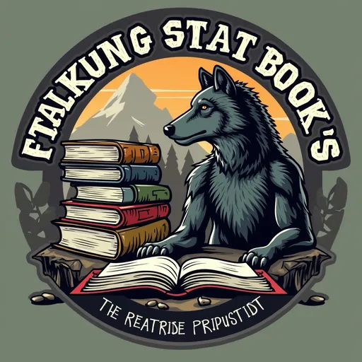 Prompt: I need a logo for my podcast called"Talking back to Books". It will consist of book reviews, quotes and a reading of the current book I'm reading. I also will have copies of said books available to listeners as well as an audio copy. I would like my trademark on the logo, the parant company, called "Lone Wolf Custom Services"; and my handle which I use on all my latforms: "Wolf7243".