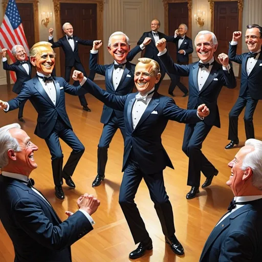 Prompt: bright intermezzo dancing Presidents