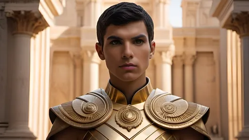 Prompt: detailed Roman-inspired Starfleet armor, ornate, intricate design, detailed Starfleet communicator badges, realistic rank insignia, Starfleet-inspired Roman toga, ancient Roman hairstyle, relaxed posture, natural posture, dramatic lighting and shadows,  sci-fi, detailed faces, detailed hair, highly detailed eyes, detailed iris texture, detailed pupils, detailed eyelashes, detailed eyebrows, detailed arms, relaxed arms, detailed hands, relaxed hands, detailed mouths, on a hill above a futuristic city, gleaming, futuristic Roman architecture, splendid, opulent, Highly detailed futuristic depictions of Roman iconography, marble and gold materials, intricate marble carvings, futuristic Roman architecture, gold accents, ultra-detailed, professional, futuristic, Roman iconography, marble, gold, intricate details, luxurious, vibrant and dynamic, Roman Empire vibe, captivating storytelling, expressive faces, intense expressions, cybernetic enhancements, futuristic technology, detailed futuristic work stations, cinematic quality, dynamic composition, dramatic poses, unique visual narrative, dramatic angles, lens flare, professional lighting, subdued color scheme, the golden hour, Spock