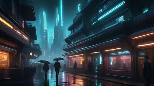Prompt: Futuristic sci-fi illustration combining elements of Star Trek and Blade Runner, IMAX 70mm film, Voigtlander Super-wide Heliar 15mm lens, iconic characters, high-tech cybernetic enhancements, gritty urban cityscape, neon-lit streets, detailed spaceship with sleek metallic design, intense and moody atmosphere, cybernetic enhancements, intense close-ups, expressive faces, detailed faces, detailed eyes, detailed hair, detailed skin, detailed hands, realistic skin,  detailed Starfleet uniforms, detailed Starfleet communicator badges, detailed clothing, advanced technology, rain, highres, ultra-detailed, sci-fi, cyberpunk, intense atmosphere, futuristic spaceship, urban setting, neon-lit, cybernetic enhancements, professional, moody lighting,