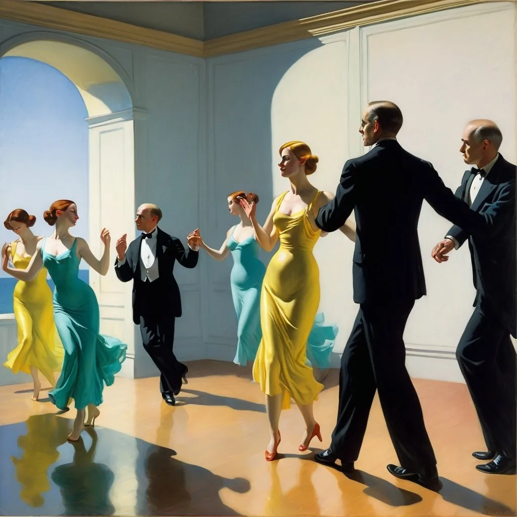 Prompt: bright intermezzo dancing gods by Edward Hopper

