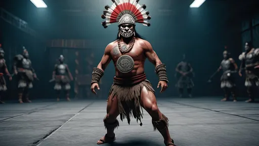 Prompt: a Mayan warrior in 500 CE, playing Mayan ball game, 110mm diameter ball, best quality, 64k, unreal engine, octane rendering, highly detailed, by Denis Villenueve, by Greig Fraser, Zeiss ZM T* Biogon 21/2.8 lens, IMAX 70mm film