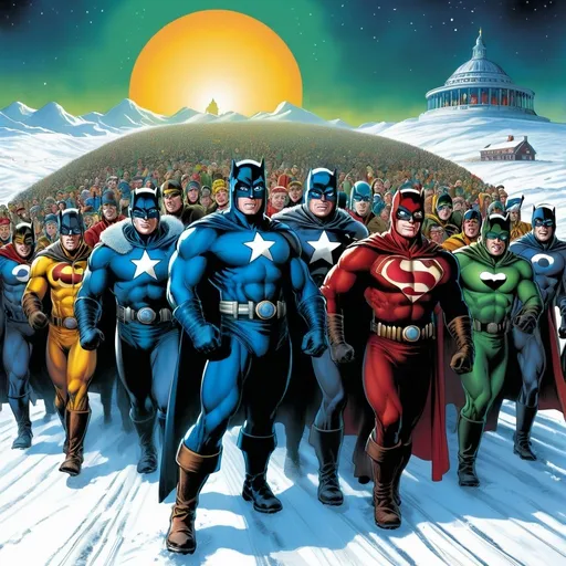 Prompt: As you know, two weeks ago in Iowa, we had a great time in Iowa, 40 degrees below zero. We won the Iowa caucuses by the largest margin in the history of the caucus. Thank you. Thank you. Very enthusiastic people. No, they’re friends. They’re friends,




 a comic book cover by Frank Dicksee, by jack Kirby



