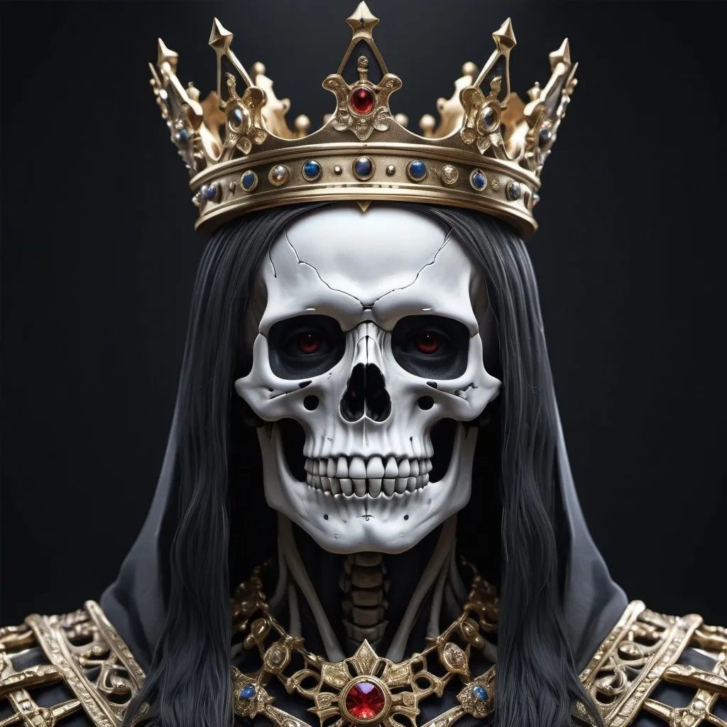 Prompt: extremely realistic, hyperdetailed, skeleton king, highly detailed face, highly detailed eyes, full body, whole body visible, full character visible, dark lighting, high definition, ultra realistic, 2D drawing, 8K, digital art