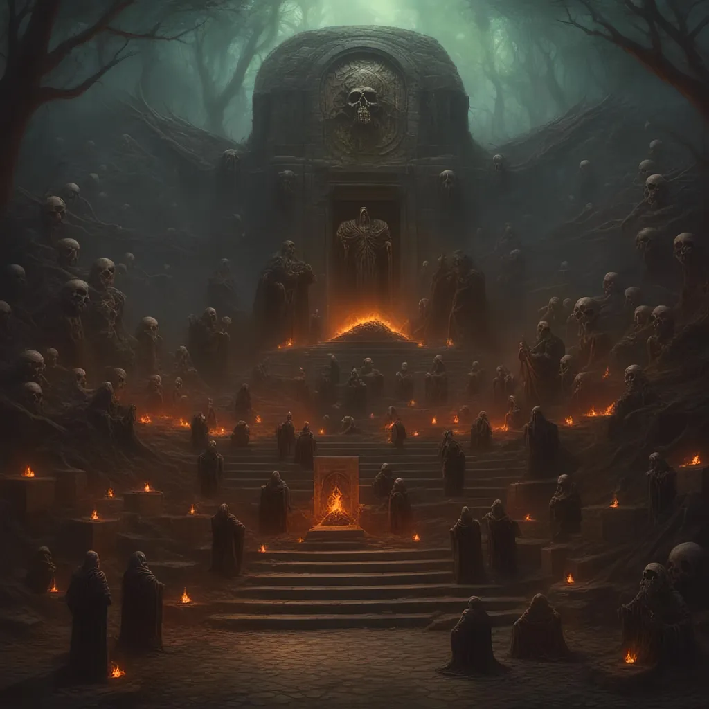 Prompt: Horrifying resurrection of mausoleum crypts, 
 <mymodel>