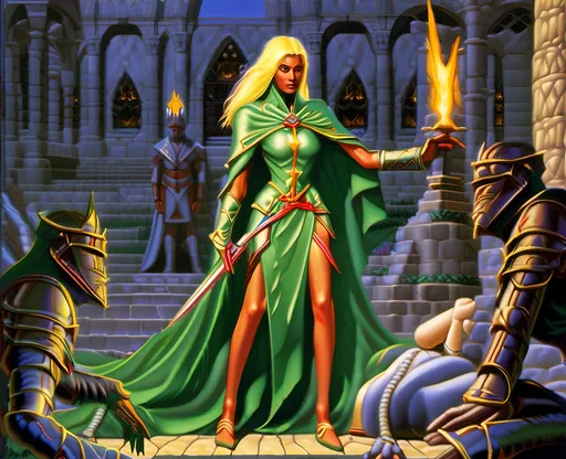 Prompt: A high fantasy magical elven royal princess elegant and graceful, in mortal danger as dark elf assassins ambush her with poison blades, only her paladin elven holy knight warrior guardian defends her from these evil would be assassins,,epic high fantasy classic d&d old school Everquest ultima online box art cover art players handbook art style 80s fantasy styleA high fantasy magical elven royal princess elegant and graceful, in mortal danger as dark elf assassins ambush her with poison blades, only her paladin elven holy knight warrior guardian defends her from these evil would be assassins,,epic high fantasy classic d&d old school Everquest ultima online box art cover art players handbook art style 80s fantasy style<mymodel>