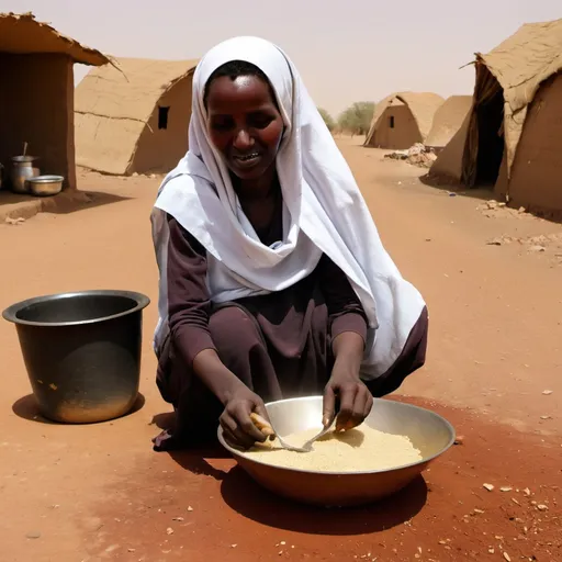 Prompt: Sudanese woman making food