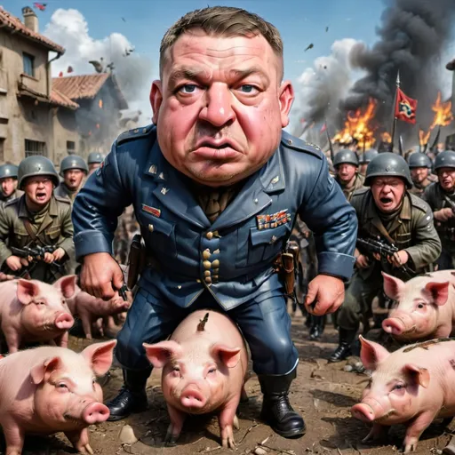 Prompt:  "soldier pigs attacking citizens" - ultra high quality, sharp focus, focused, high focus, very sharp, high definition, extremely detailed, hyperrealistic, intricate, fantastic view, very attractive, fantasy, imperial colors, colorful 