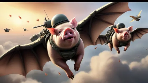 Prompt: "War pigs" - pigs dressed as soldiers, attacking poor human people - flying pigs dressed as pilots with bat wings, dropping bombs - ultra high quality, sharp focus, focused, high focus, very sharp, high definition, extremely detailed, hyperrealistic, intricate, fantastic view, very attractive, fantasy, imperial colors, colorful