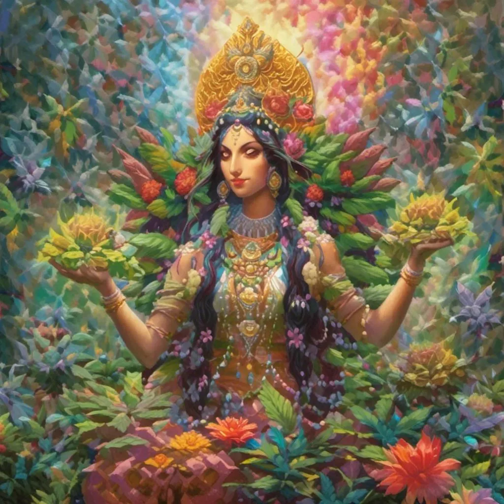 Prompt: <mymodel> Cannabis (Marijuana)
Parvati
Mother Goddess
Goddess of Power
Nourishment
Devotion
Motherhood
Fertility and Harmony
Supreme Goddess in Shaivism