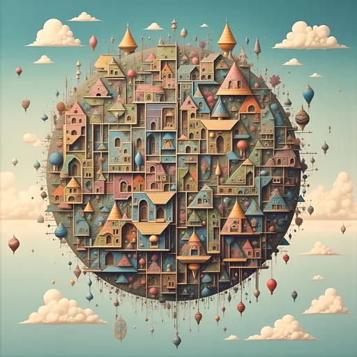 Prompt: A globe house on a tiny planet. Cubism. We're all Mad HERE