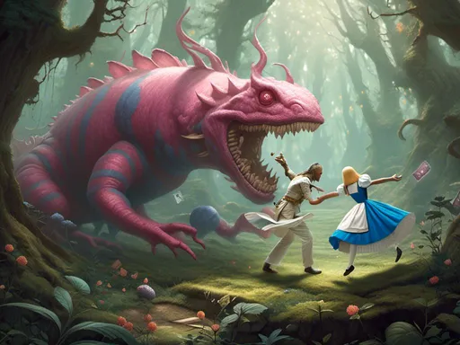 Prompt: <mymodel> Alice Of Wonderland defeats the cancer monster in combat