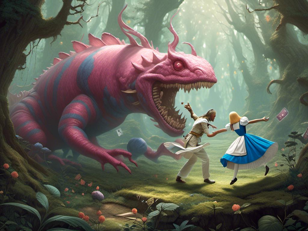 Prompt: <mymodel> Alice Of Wonderland defeats the cancer monster in combat