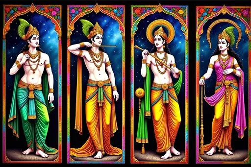 Prompt: Lord Krishna. Stained Glassworks. Details. Rainbow colors.