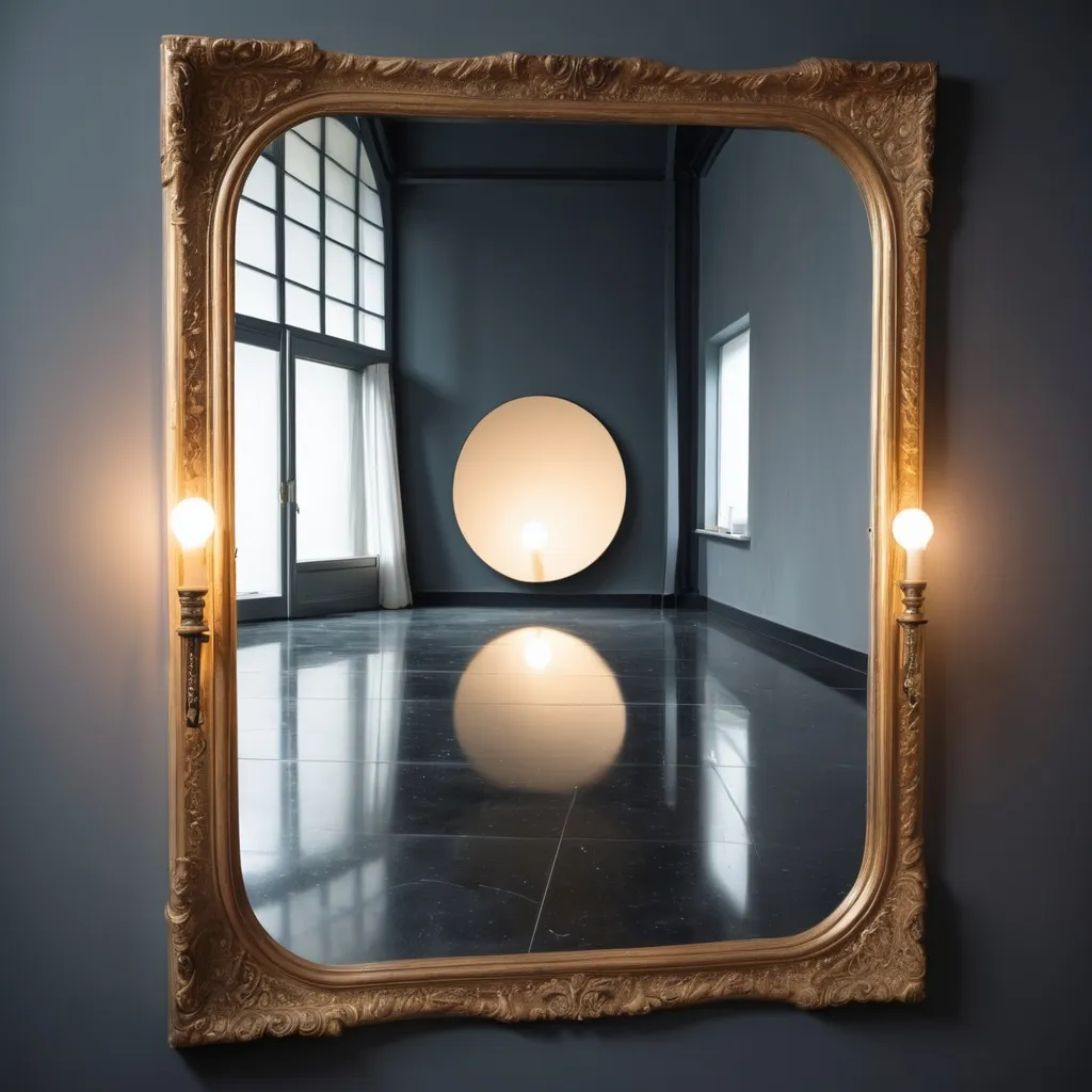 Prompt: a mirror with no dimensions