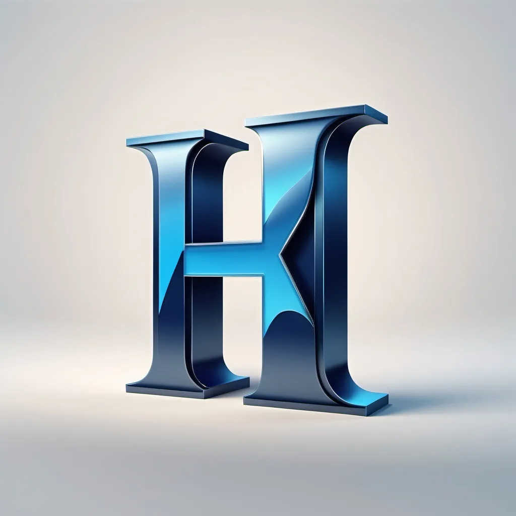 Prompt: a logo for a company that has a letter h in the middle of it, international typographic style, behance hd, a 3D render blue without box
