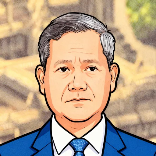 Prompt: try to make political / satirical cartoons of this guy's face, looking serious