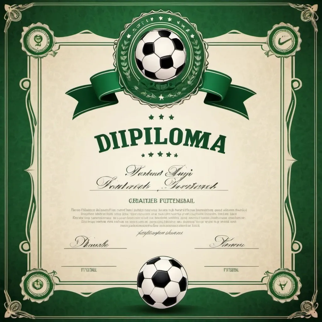 Prompt: diploma vintage verde background futebol
