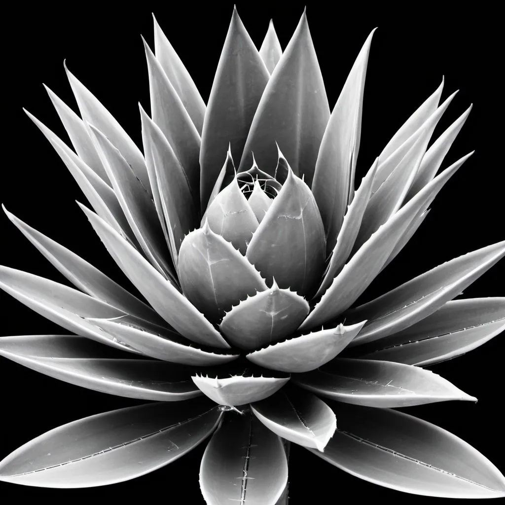 Prompt: Agave plant on black and white with a prehispanic design