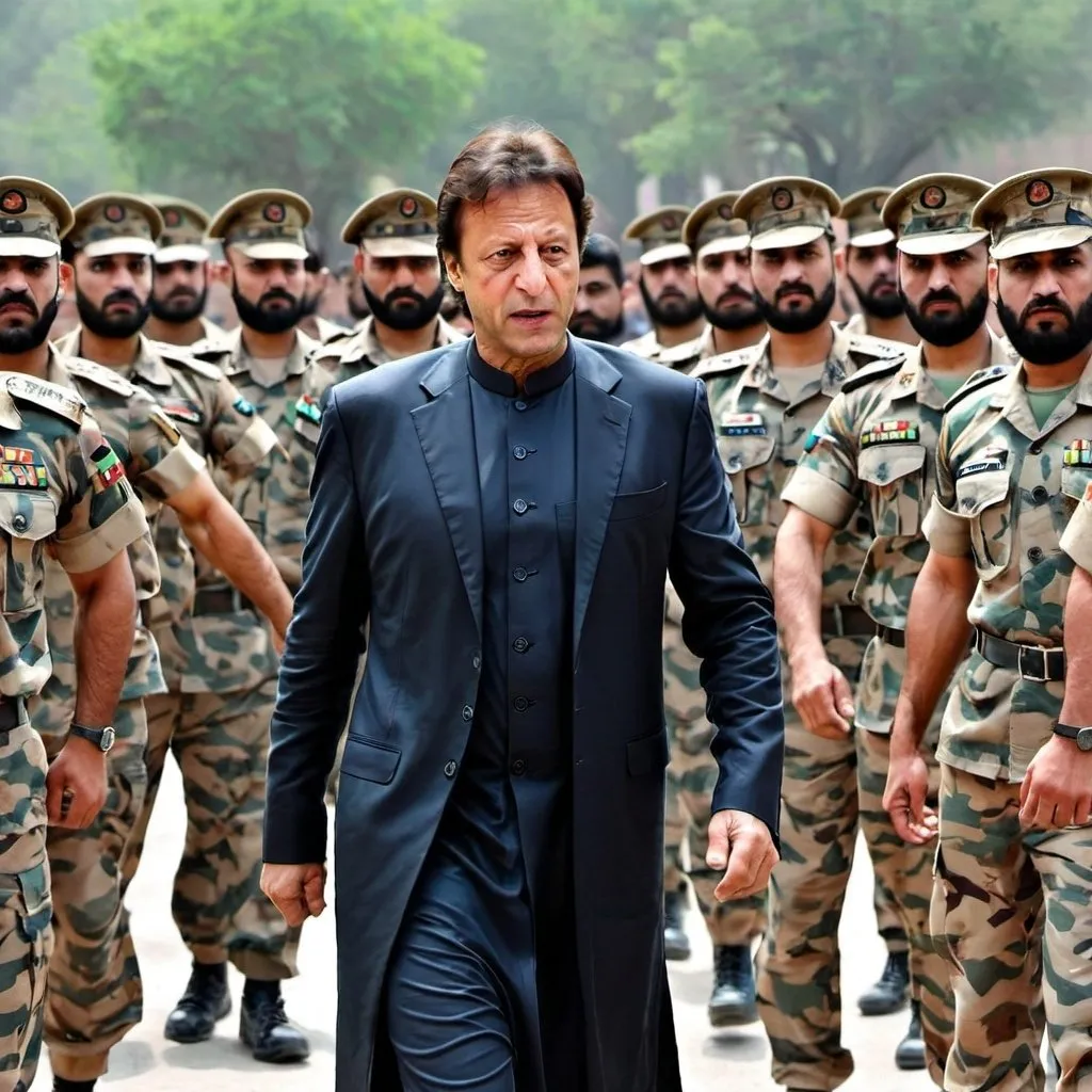 Prompt: Imran khan vs army