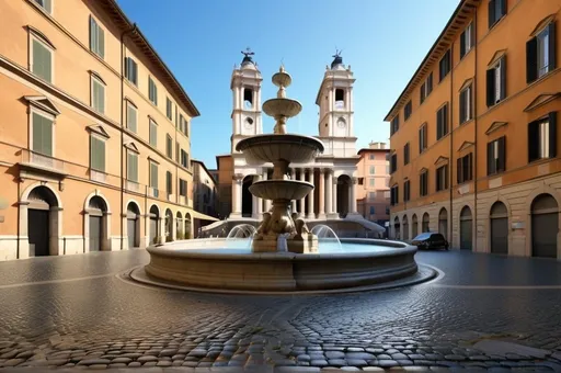 Prompt: high quality, photorealistic, Piazza Novona square in Rome with cobblestones and a fountain 