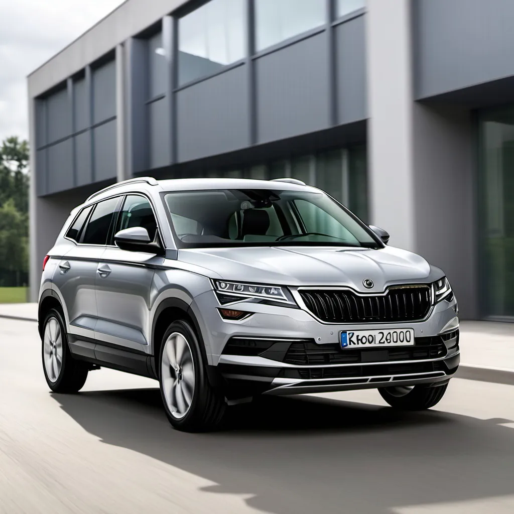 Prompt: Škoda Karoq 2020 light gray 