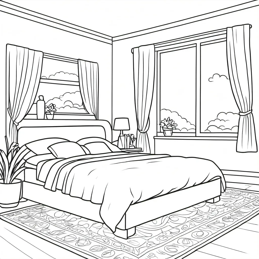 Prompt: A view of a bed in the bedroom, with a window beside it—windows are only on one side of the room. The space is minimalist, with no curtains, rugs, or unnecessary decorations.