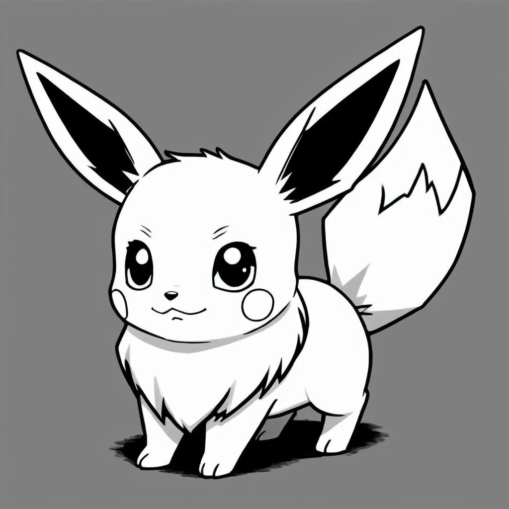Prompt: Generate a black-and-white colored only image of a Eevee And Pikachu Coloring Pages. that is low in detail, black and white, and easy to color. make sure there is no color shading in the background of the image or on the body of the image.