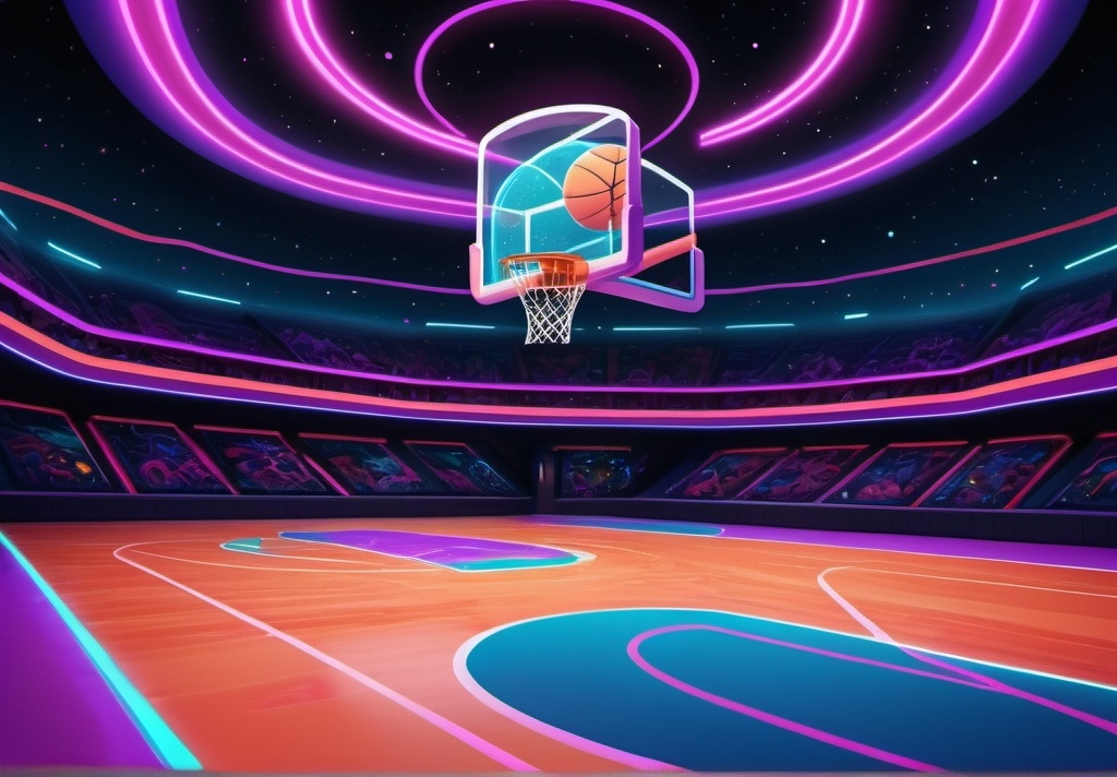 Prompt: space jam basketball court
