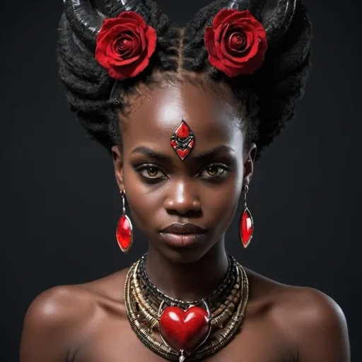 Prompt: beautiful african with demon heart