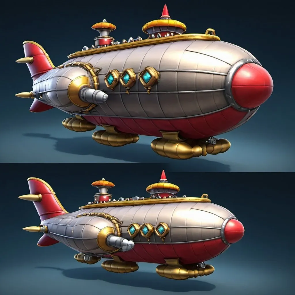 Prompt: BOWSERS SUPER COOL AIRSHIP
