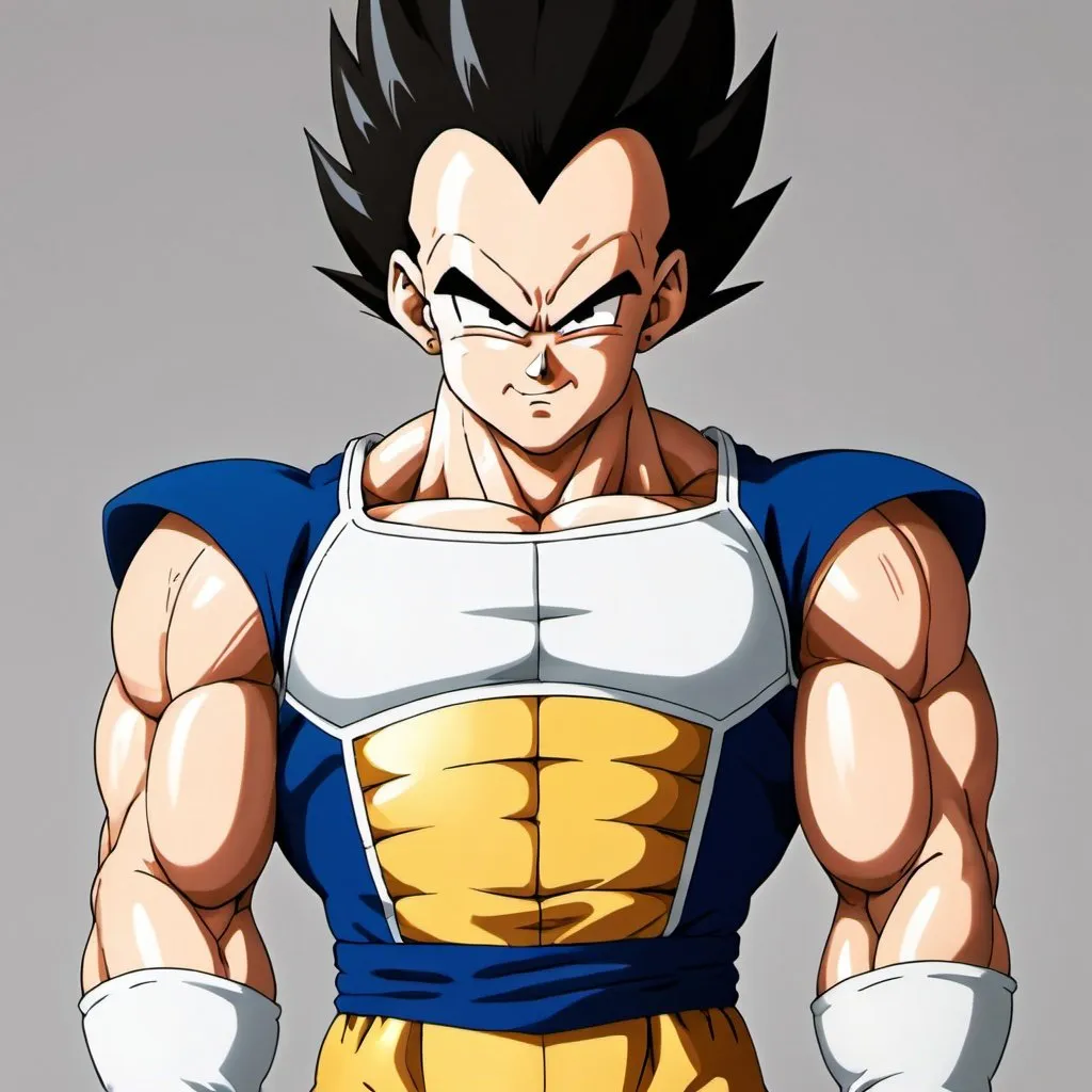 Prompt: Vegeta belly inflation