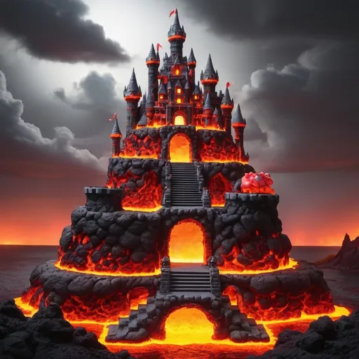 Prompt: BOWSERS AMAZING LAVA FILLED CASTLE