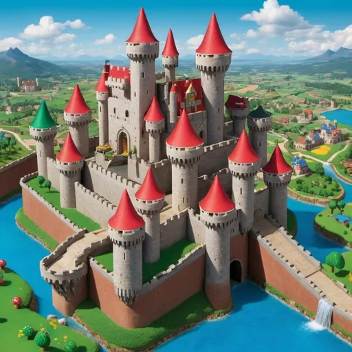 Prompt: MARIOS AMAZING WORLD WITH HUGE CASTLES