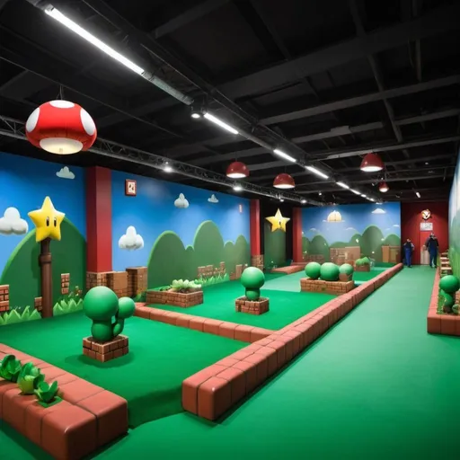 Prompt: An amazing super Mario bros themed experience 