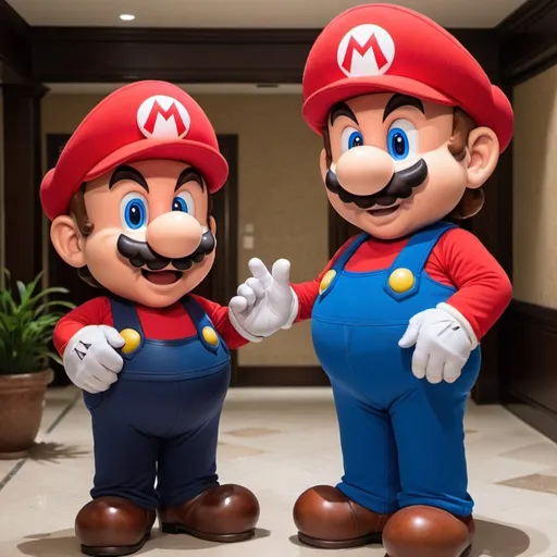Prompt: Hotel Mario meets movie Mario