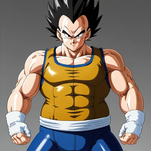 Prompt: Vegeta belly inflation