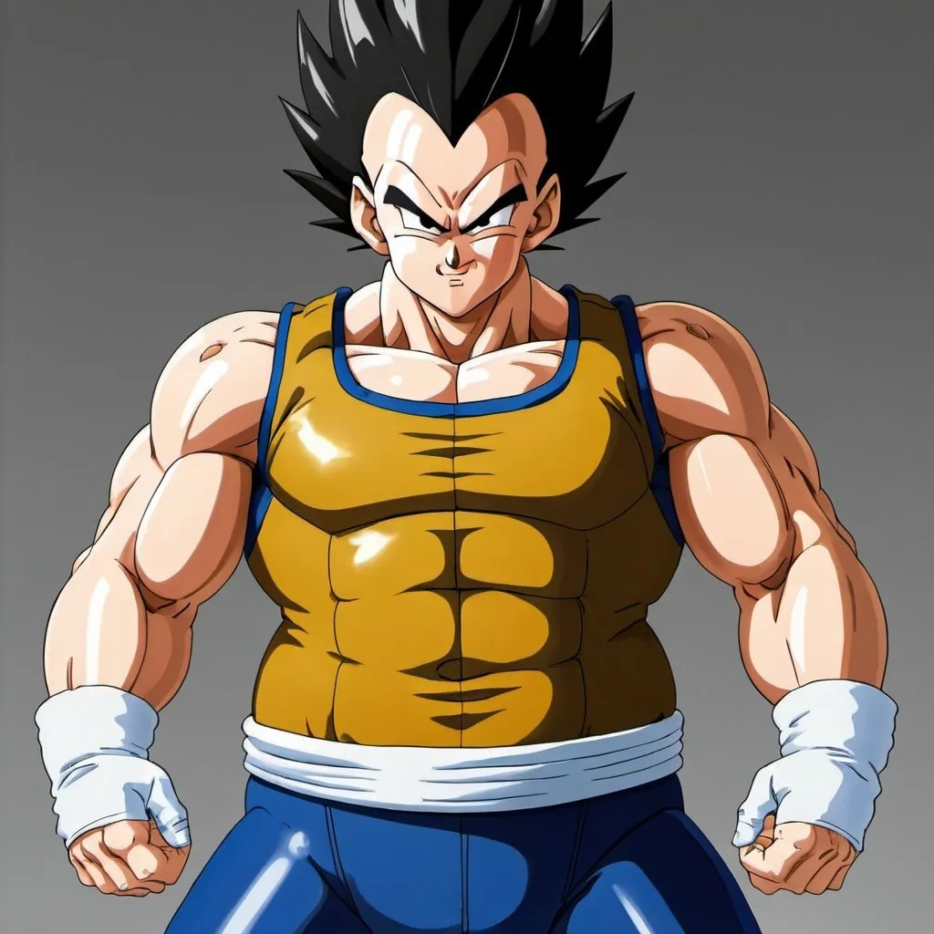 Prompt: Vegeta belly inflation