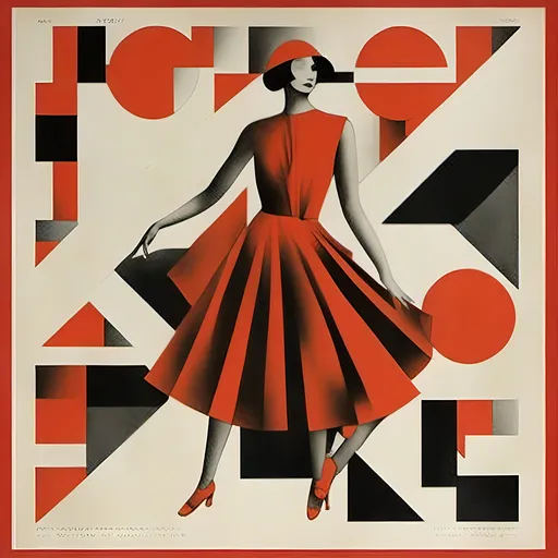 Prompt: bauhaus poster design depicting a fashion dress in the style of <mymodel>