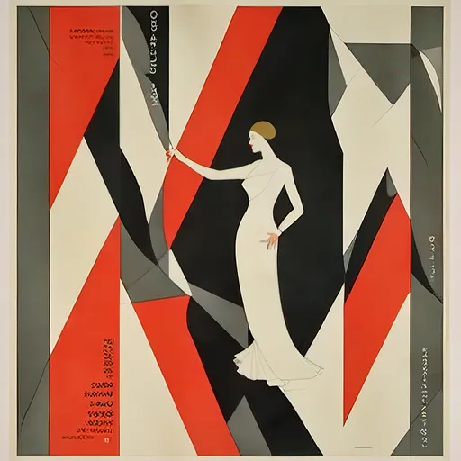 Prompt: bauhaus poster design depicting a fashion dress in the style of <mymodel>