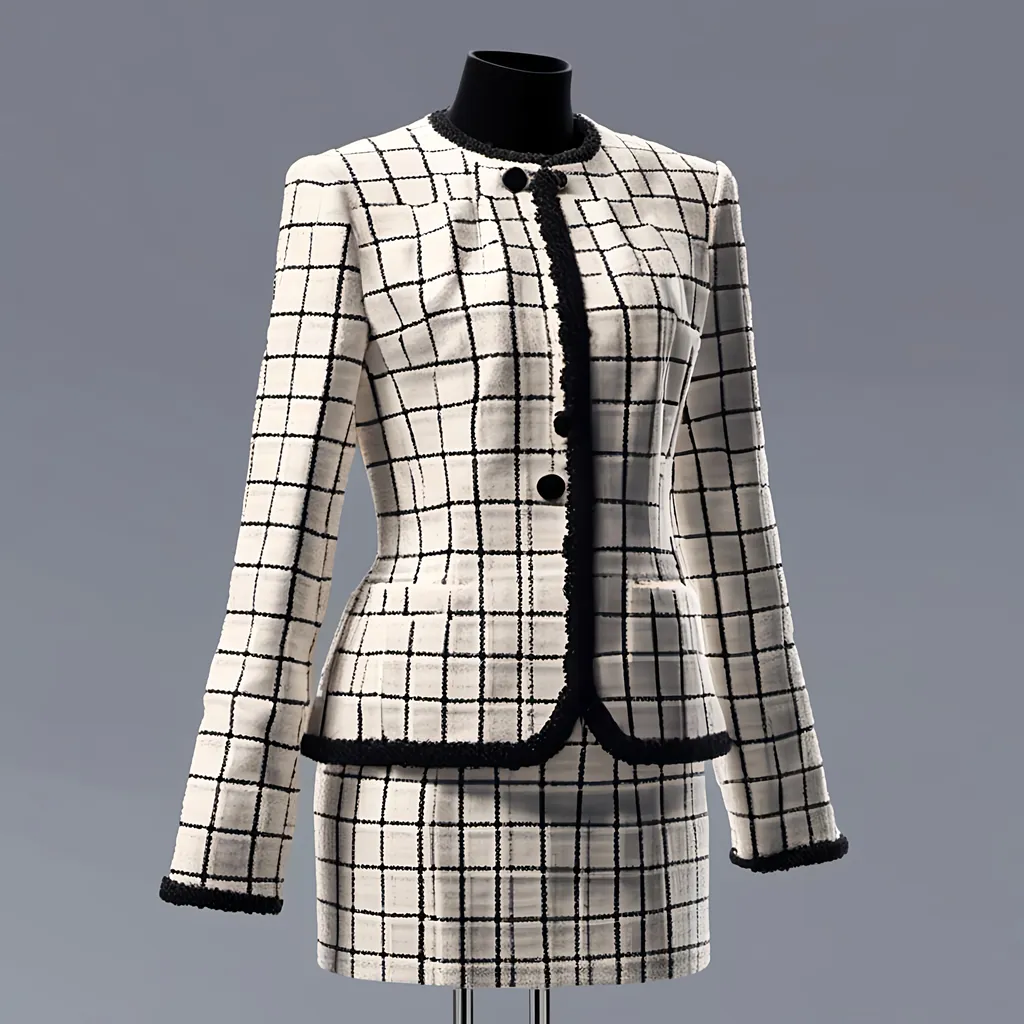 Prompt: 3d render of a chanel suit in the style of <mymodel>