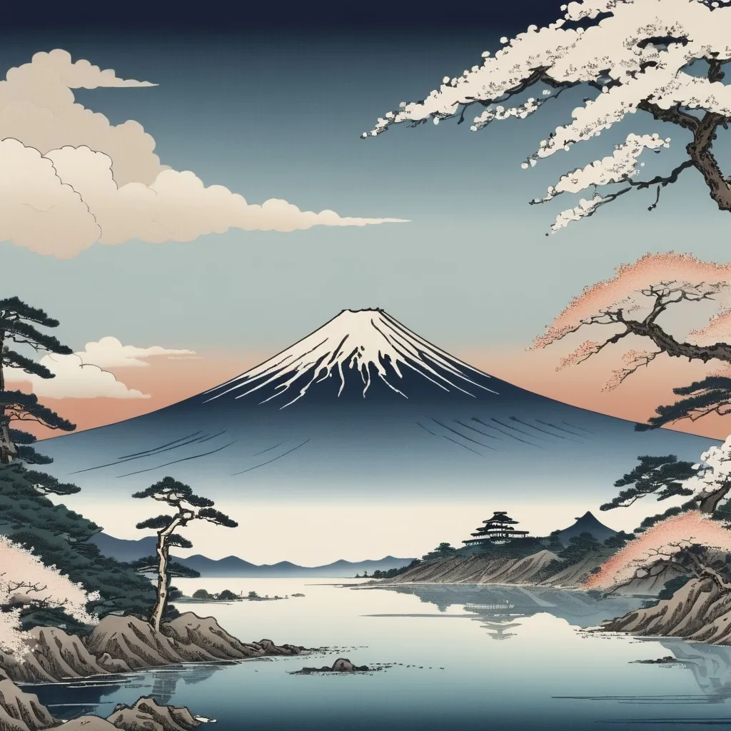 Prompt: Mount Fuji, Ukiyo-e, Hokusai