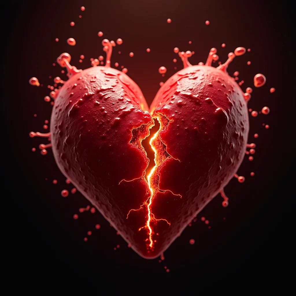 Prompt: (broken heart), captivating visual representation of heartbreak, emotional resonance, visceral feelings of loss and sadness , high-quality rendering, 4K resolution, ultra-detailed, striking artistic expression