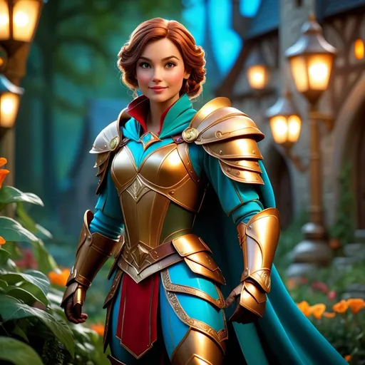 Prompt: Fairytale hero for hire, cinematic, highly detailed, magical realism, enchanting atmosphere, luminous lighting, vibrant colors, whimsical and adventurous, dynamic pose, intricate costume and armor design, ultra-detailed, high resolution, 4K, professionally rendered