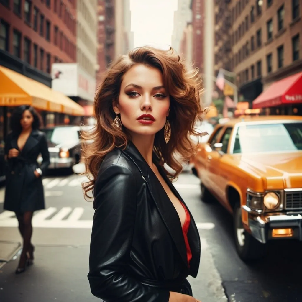 Prompt: Glamour photography of woman in New York City in the style of Guy Aroch