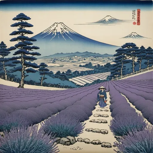 Prompt: Lavender fields , Ukiyo-e, Hokusai