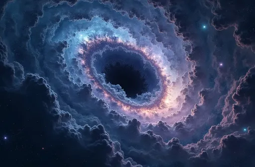 Prompt: (black holes and revelations), cosmic phenomena, (mysterious) celestial formations, swirling galaxies, an ethereal vista of space, deep black voids, vibrant stars scattered throughout, (electrifying colors) of blue, purple, and white, immense depth, (infinite) universe, (mystical ambiance), inviting awe and contemplation, highly detailed, immersive, (ultra-detailed) composition, resonate with wonder and curiosity.